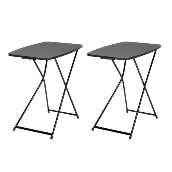 Pemberly Row Tailgate 26" Height Adjustable Folding Table in Black (Set of 2)