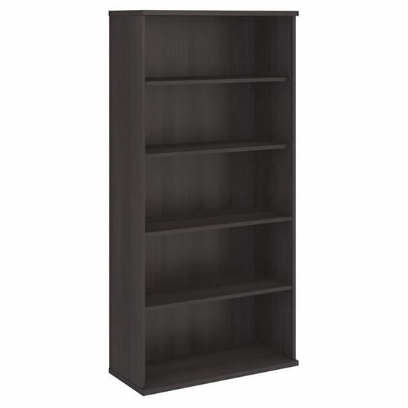 Pemberly Row Tall 5 Shelf Bookcase in Storm Gray - Engineered Wood