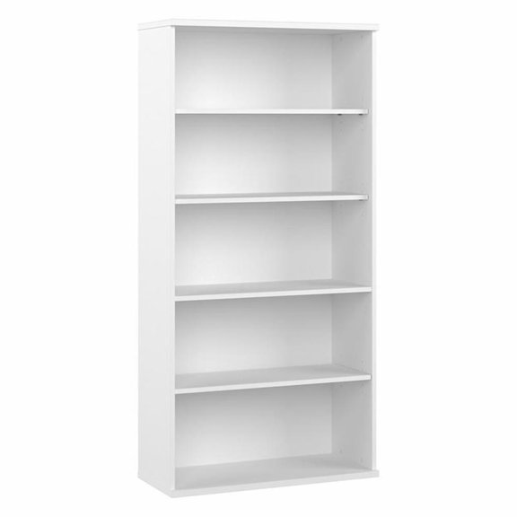 Pemberly Row Tall 5 Shelf Bookcase in White - Engineered Wood
