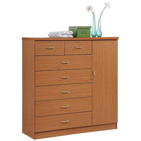 Pemberly Row Tall 7 Drawer Chest with 2 Locking Drawers in Cherry