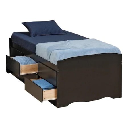 Pemberly Row Tall Twin Platform 6 Drawer Storage Bed in Black