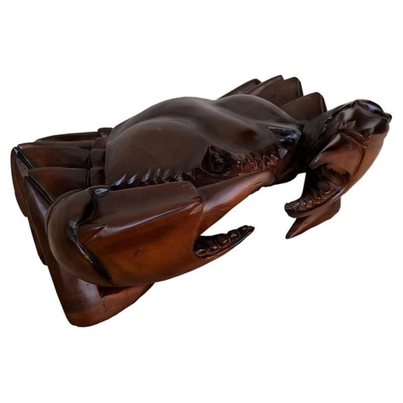 Pemberly Row Teak and Mahogany Solid Wood King Crab Statue in Dark Brown