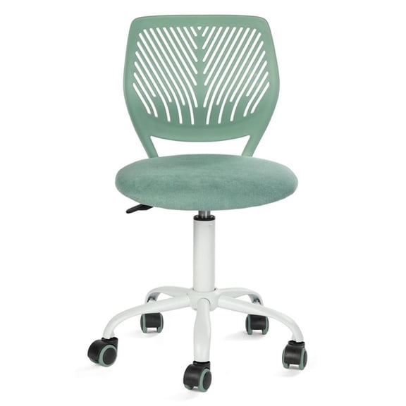 Pemberly Row Teen Fabric Task Chair with Breathable Mesh Backrest in Aqua