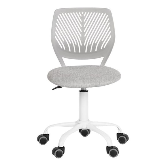 Pemberly Row Teen Fabric Task Small Space Mesh Ergonomic Swive Chair-Grey