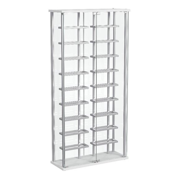 Pemberly Row Tempered Glass Wine Storage LED Metal Curio Cabinet in Chrome