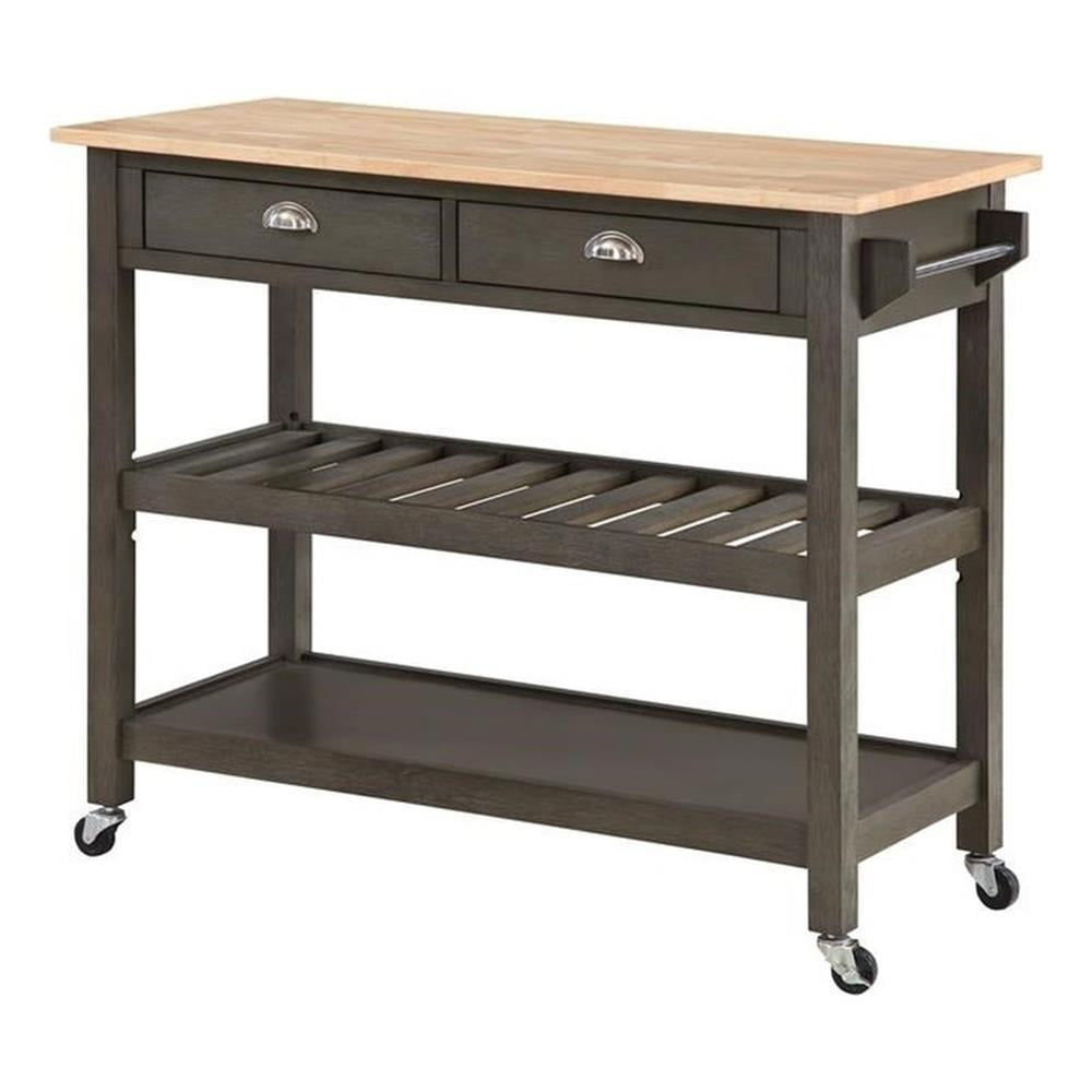 Pemberly Row Butcher Block Kitchen Cart