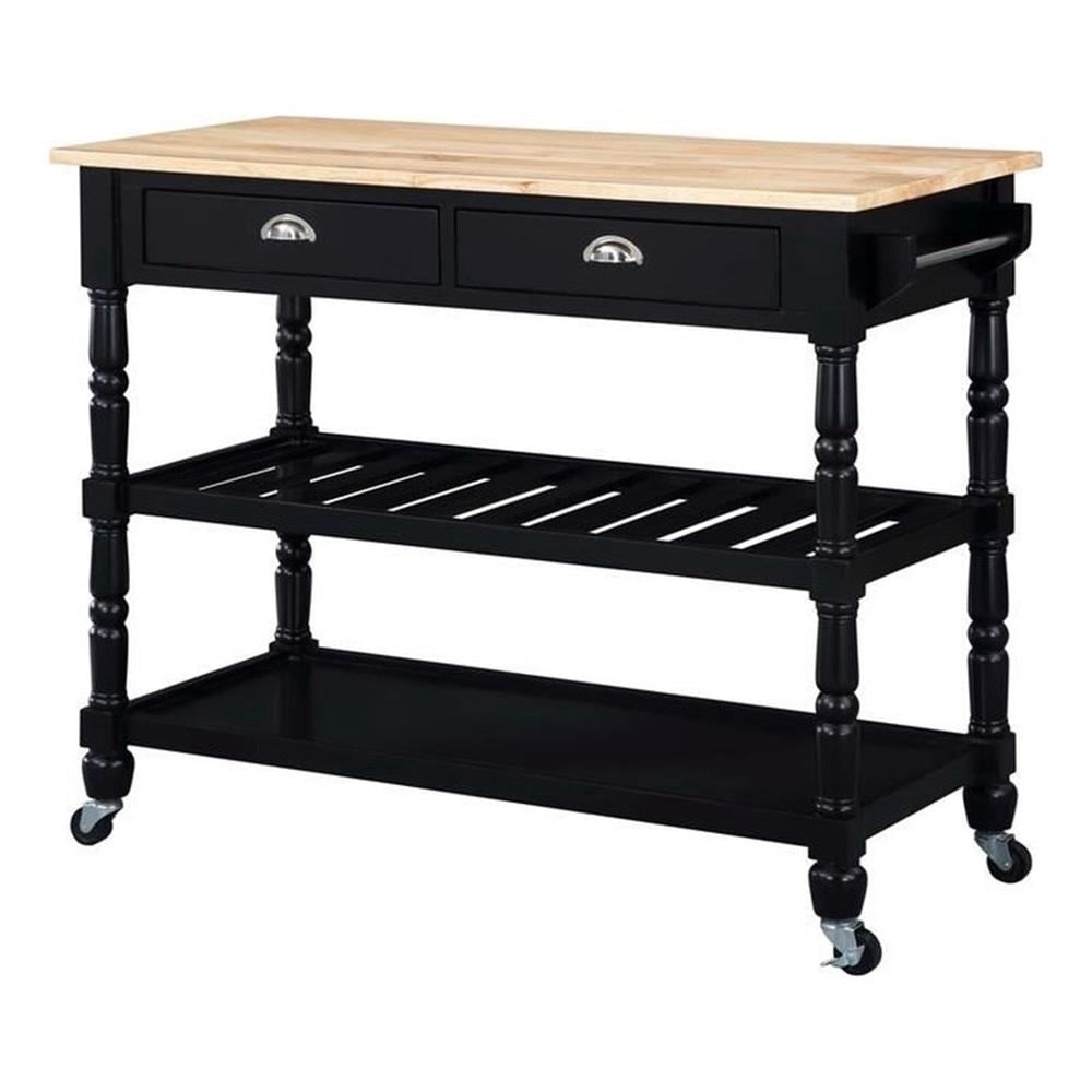 Pemberly Row Three-Tier Butcher Block Kitchen Cart with Drawers in ...