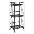thumbnail image 1 of Pemberly Row Three-Tier Folding Metal Shelf with Scroll Design in Black Metal, 1 of 10
