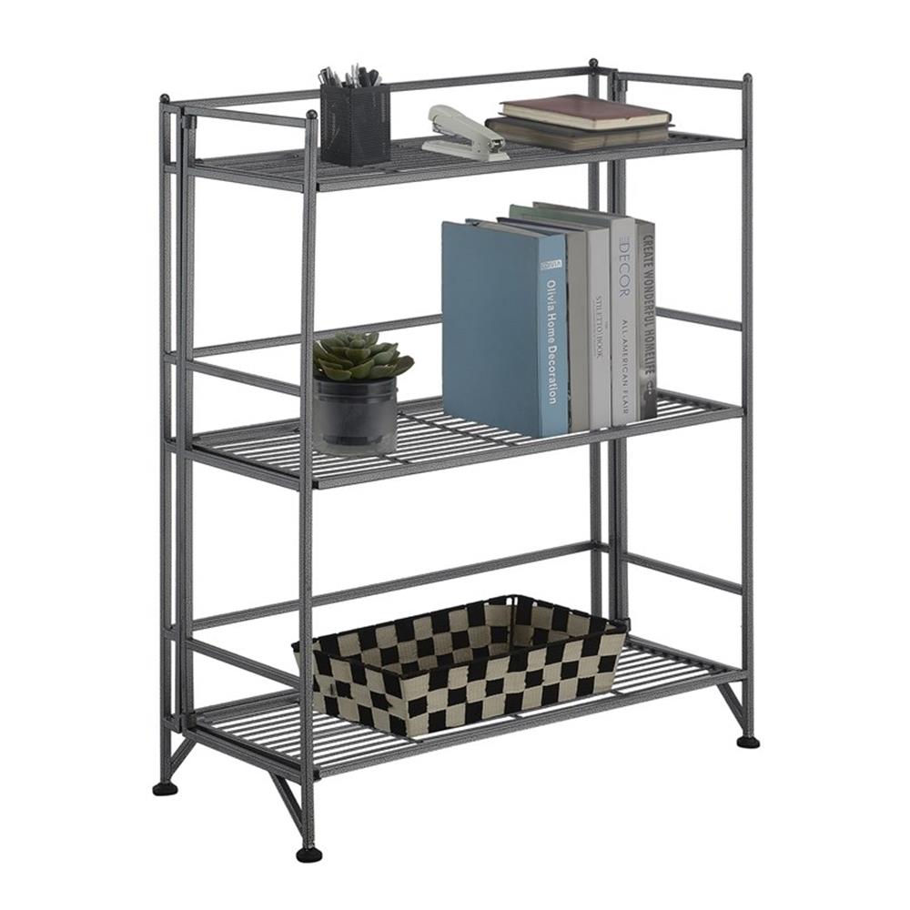 Curated visual reference: Picture Idea: Pemberly Row Three Tier Wide Folding Metal Shelf With Textured