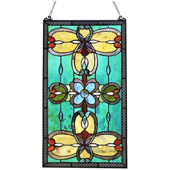 Pemberly Row Tiffany-Style Stained-Glass Window Panel 26" Height