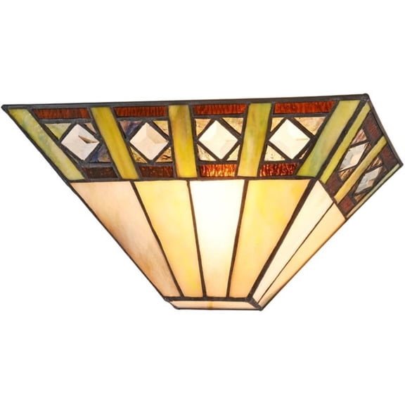 Pemberly Row Tiffany-style 1 Light Mission Indoor Wall Sconce 12" Wide