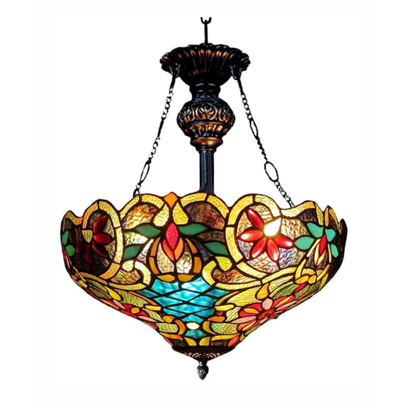 Pemberly Row Tiffany-style 2 Light Inverted Ceiling Pendant 18" Shade