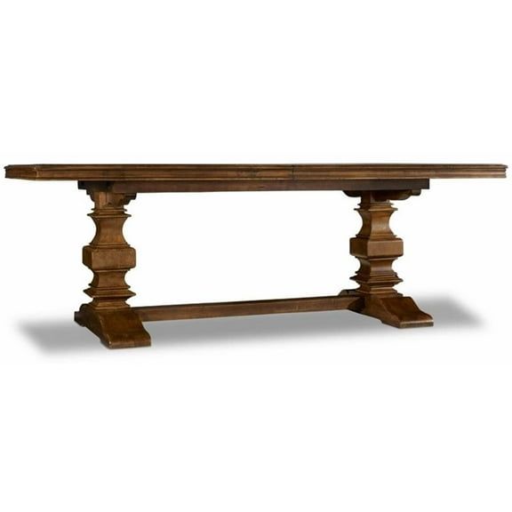 Pemberly Row Traditional 122" Extendable Wood Dining Table in Pecan
