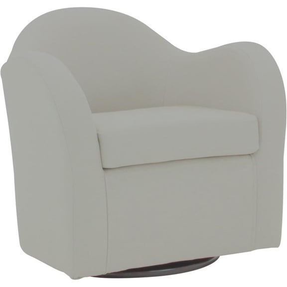 Pemberly Row Traditional 19"H Fabric Swivel Barrel Chair in Cream