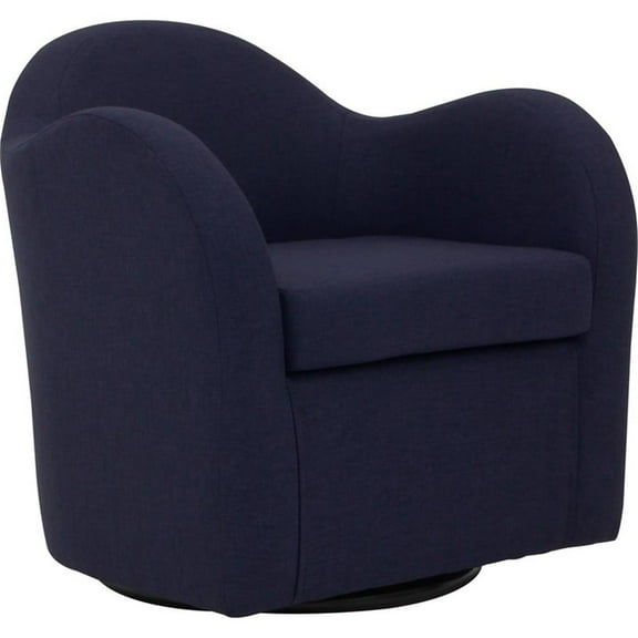 Pemberly Row Traditional 19"H Fabric Swivel Barrel Chair in Purple