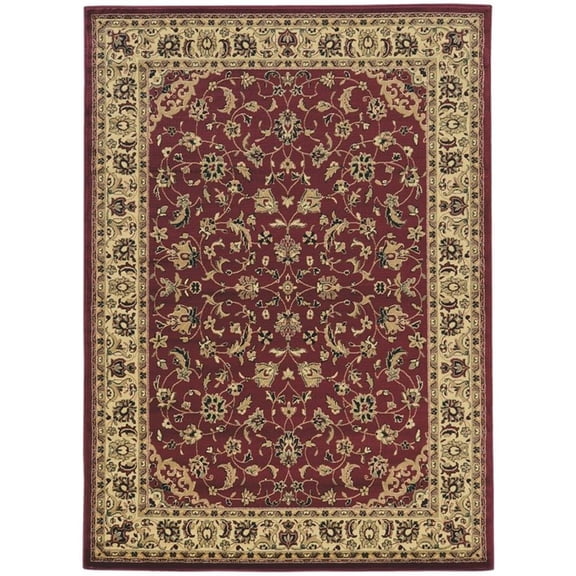 Pemberly Row Traditional 3'3" x 4'11" Rectangular Fabric Rug in Burgundy Red