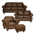 thumbnail image 1 of Pemberly Row Traditional 4-piece Microfiber Sofa Set in Brown, 1 of 10