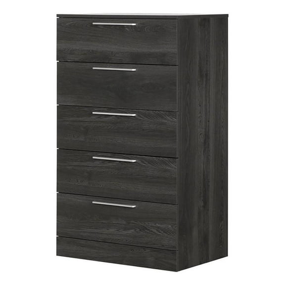 Pemberly Row Traditional 5-Drawer Wood Single Chest in Gray Oak