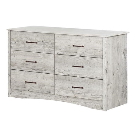 Pemberly Row Traditional 6-Drawer Double Dresser in Seaside Pine