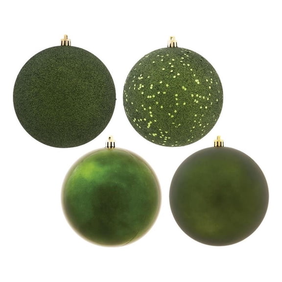 Pemberly Row Traditional 6" Moss Green Ball 4-Finish Assortment 4/Box