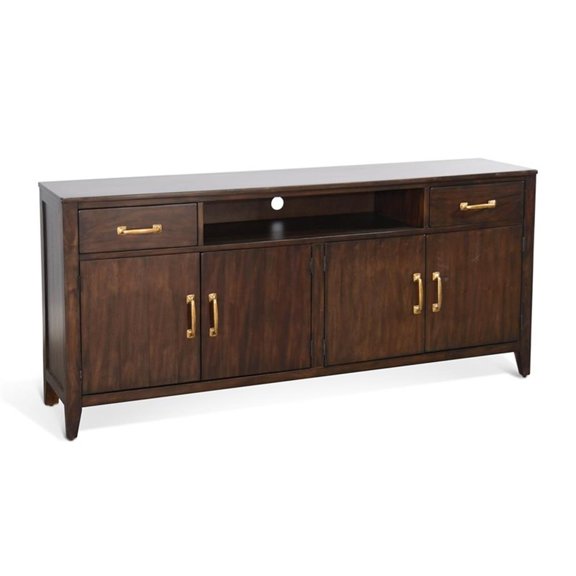 Pemberly Row Traditional 72" Coffee Brown Wood Media Console