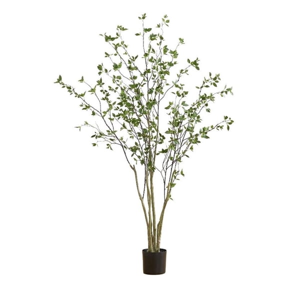 Pemberly Row Traditional 7ft Minimalist Citrus Artificial Tree in Green