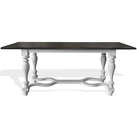 Pemberly Row Traditional 84" Wood Friendship Table in White/Dark Brown