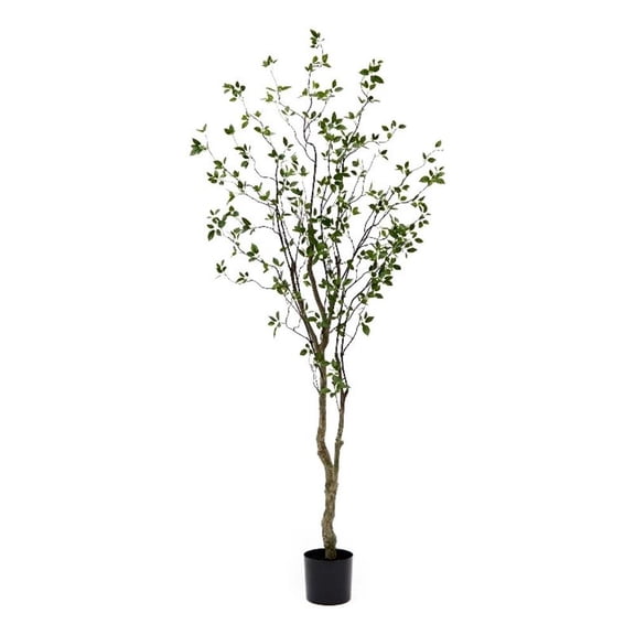 Pemberly Row Traditional 8ft Minimalist Citrus Artificial Tree in Green
