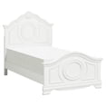 thumbnail image 1 of Pemberly Row Traditional Bead Molding and Shell Motif Wood Twin Bed in White, 1 of 6