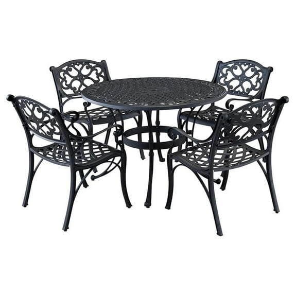 Pemberly Row Traditional Black Aluminum Chaise Lounge