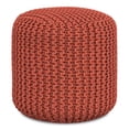 thumbnail image 1 of Pemberly Row Traditional Boho Round Fabric Knitted Pouf in Orange, 1 of 9