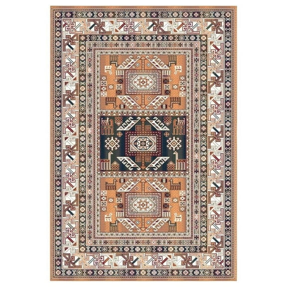 Pemberly Row Traditional Boho Viscose 3x5 Area Rug in Copper