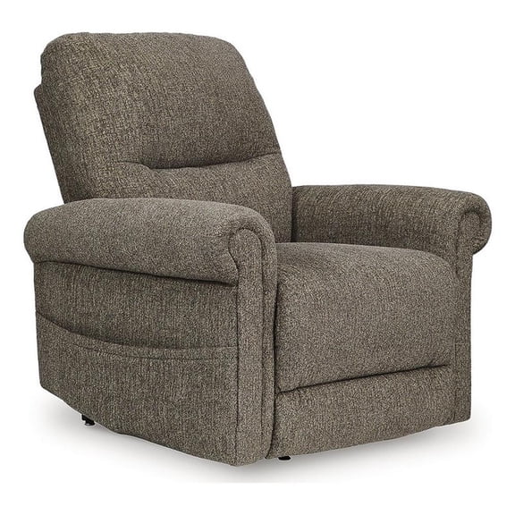 Pemberly Row Traditional Brown Polyester Upholstered Power Lift Recliner