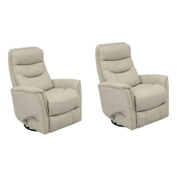 Pemberly Row Traditional Cream Leather Swivel Glider Recliner (Two Pack)