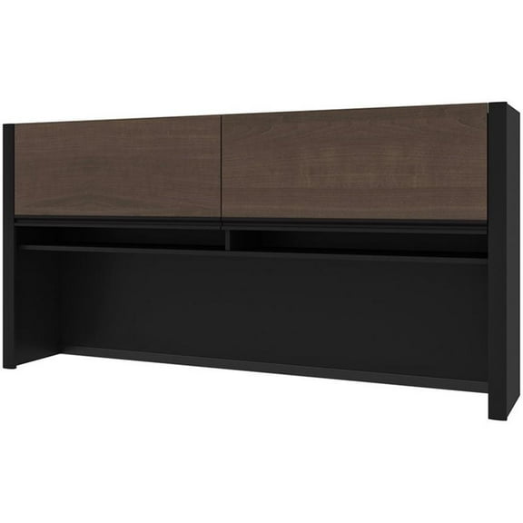 Pemberly Row Traditional Credenza Hutch in Antigua and Black