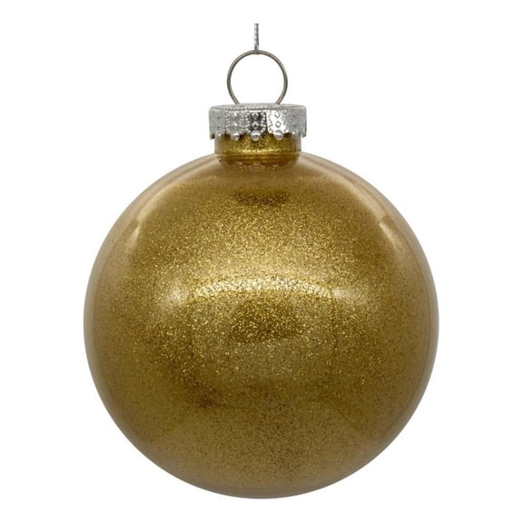 Pemberly Row Traditional Decorative 4-inch Gold Glitter Clear Ball 6/Bag