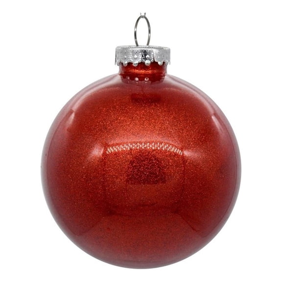 Pemberly Row Traditional Decorative 4-inch Red Glitter Clear Ball 6/Bag