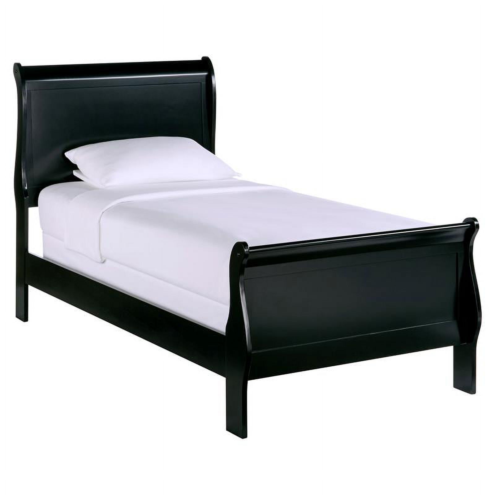Pemberly Row Traditional Engineered Wood Twin Sleigh Bed in Black