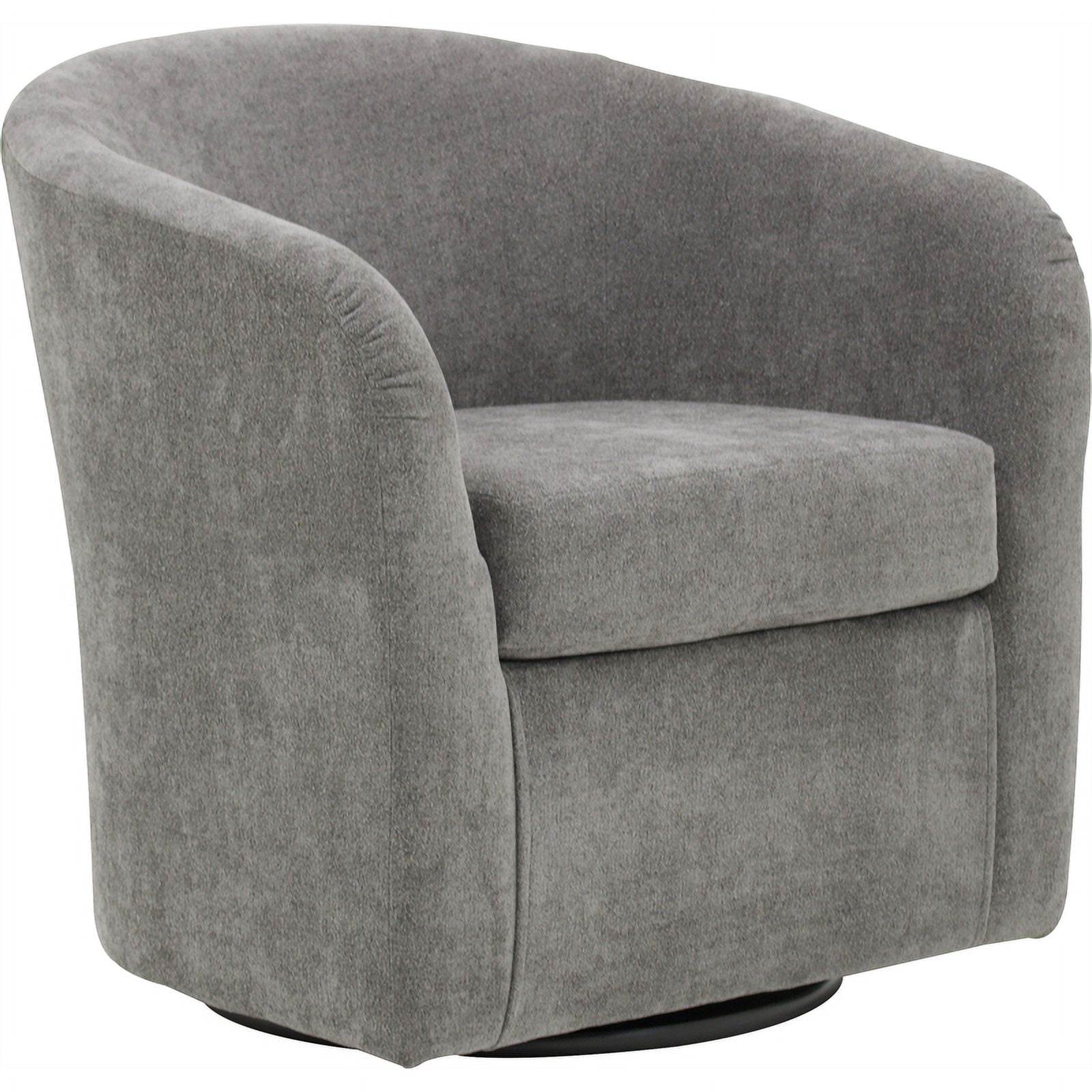 Pemberly Row Traditional Fabric Curved Arm Swivel Tub Chair in Gray ...