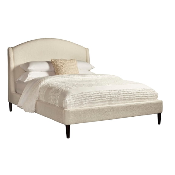 Pemberly Row Traditional Fabric King Bed in Milano Snow Beige