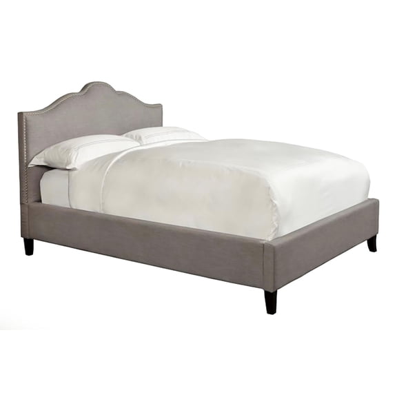 Pemberly Row Traditional Fabric Queen Bed in Falstaff Gray Finish