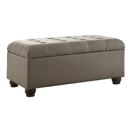 Pemberly Row Traditional Fabric Tufted Large Storage Bench in Textured Gray