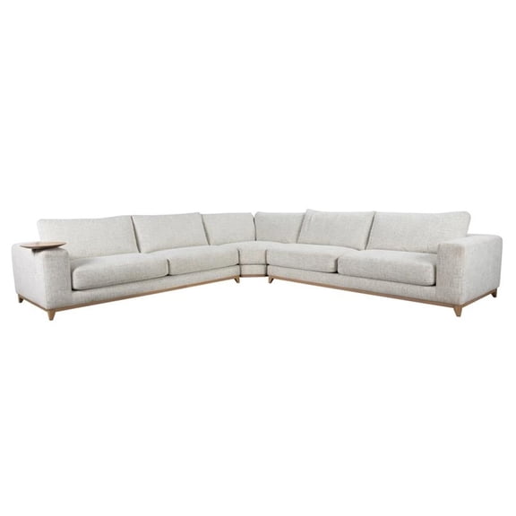 Pemberly Row Traditional Fabric Upholstered Sectional Sofa in Sand