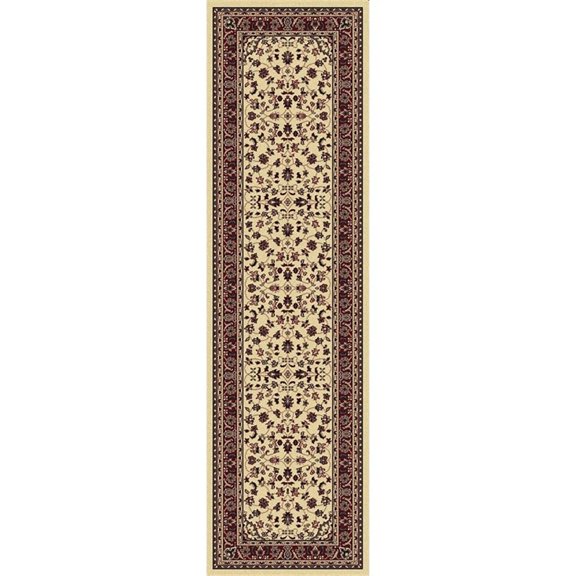 Pemberly Row Traditional Floral 2'2" x 7'7" Polypropylene Area Rug in Ivory