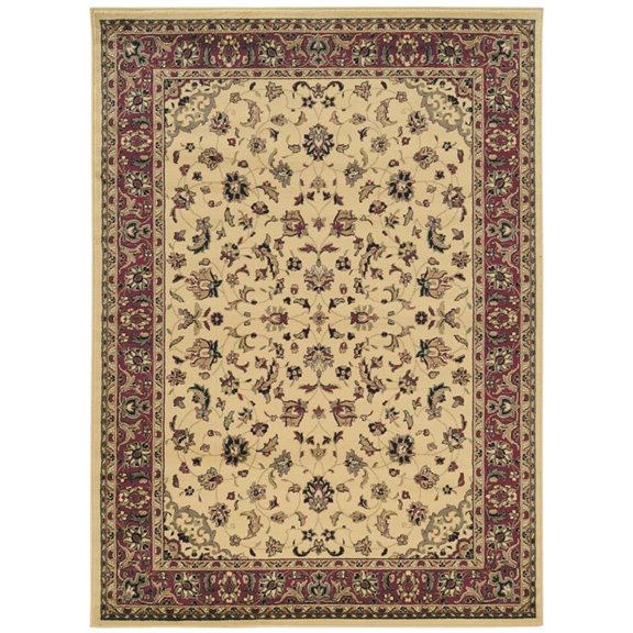 Pemberly Row Traditional Floral 3'3" x 4'11" Polypropylene Area Rug in Ivory