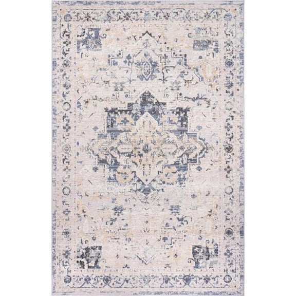 Pemberly Row Traditional Gray Oriental 2 ft. x 6 ft. Fabric Runner Rug