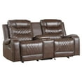 thumbnail image 1 of Pemberly Row Traditional Microfiber Double Glider Reclining Loveseat in Brown, 1 of 9