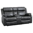 thumbnail image 1 of Pemberly Row Traditional Microfiber Double Reclining Loveseat in Dark Gray, 1 of 9