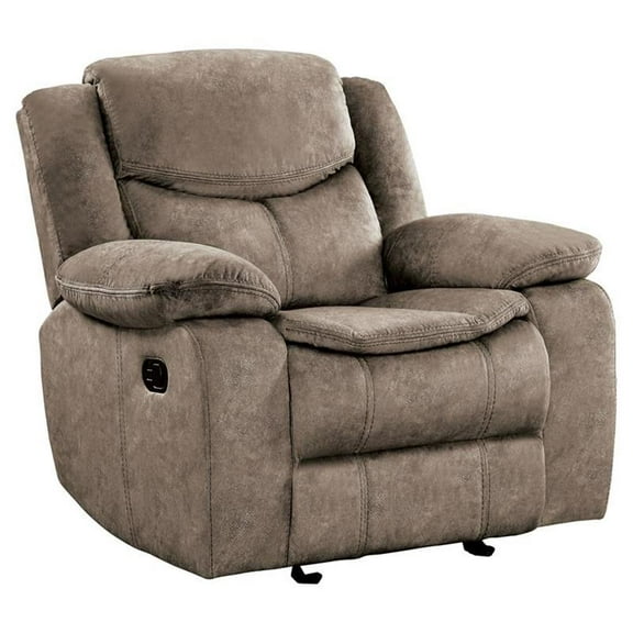 Pemberly Row Traditional Microfiber Fabric Glider Reclining Chair in Brown