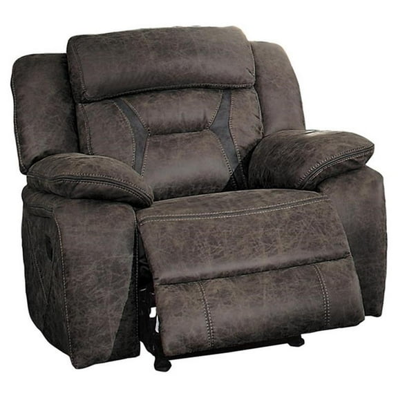 Pemberly Row Traditional Microfiber Glider Reclining Chair in Dark Brown